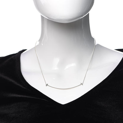 Tiffany Sterling Silver Large T Smile Pendant Necklace 2 of 6