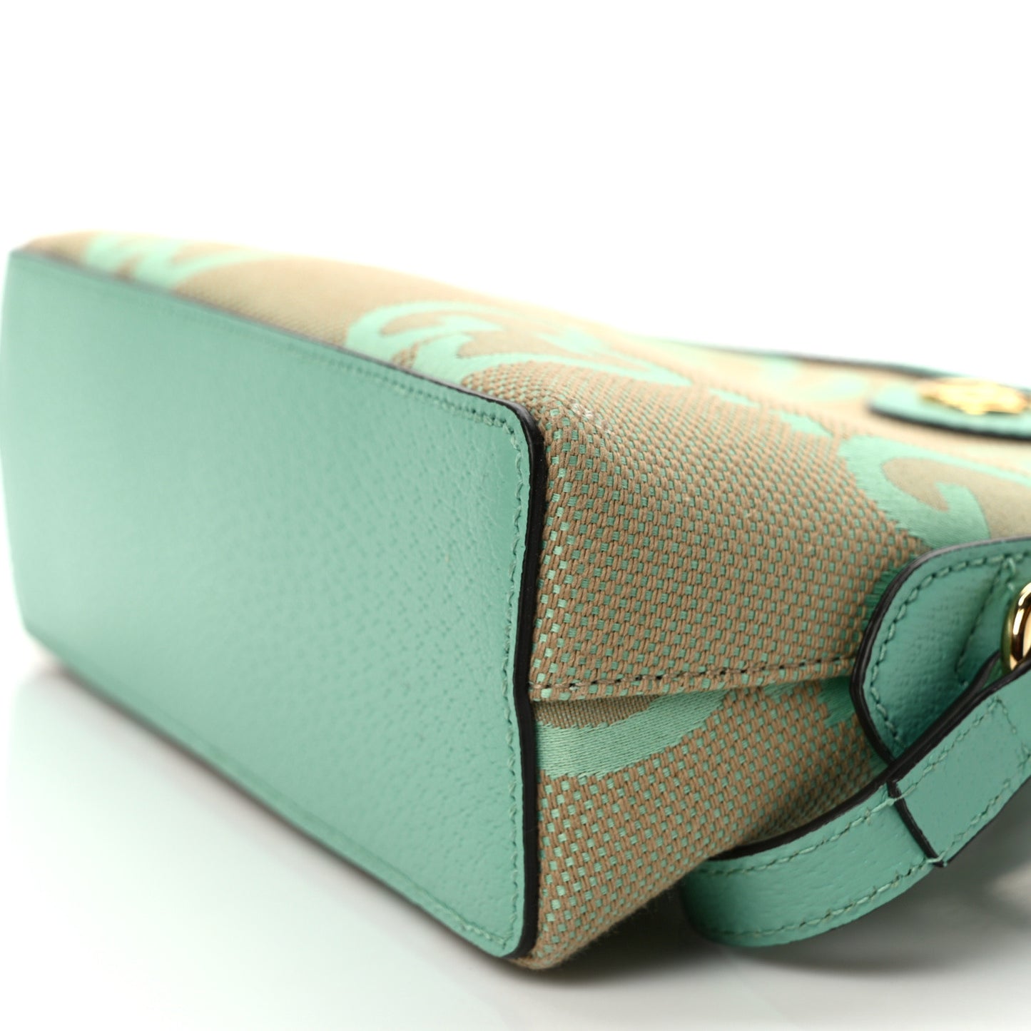 Monogram Jumbo GG Textured Dollar Calfskin Small Ophidia Dome Shoulder Bag Beige Pepperlight Mint