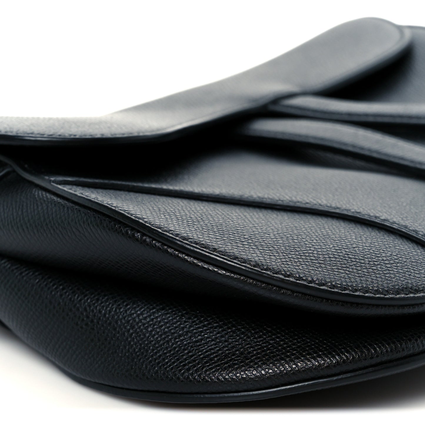 Grained Calfskin Saddle Bag Black