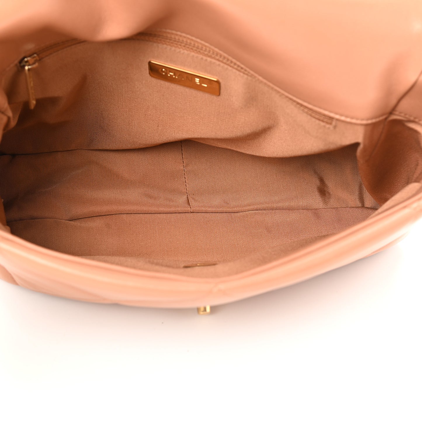 Lambskin Quilted Large Chanel 19 Flap Brown