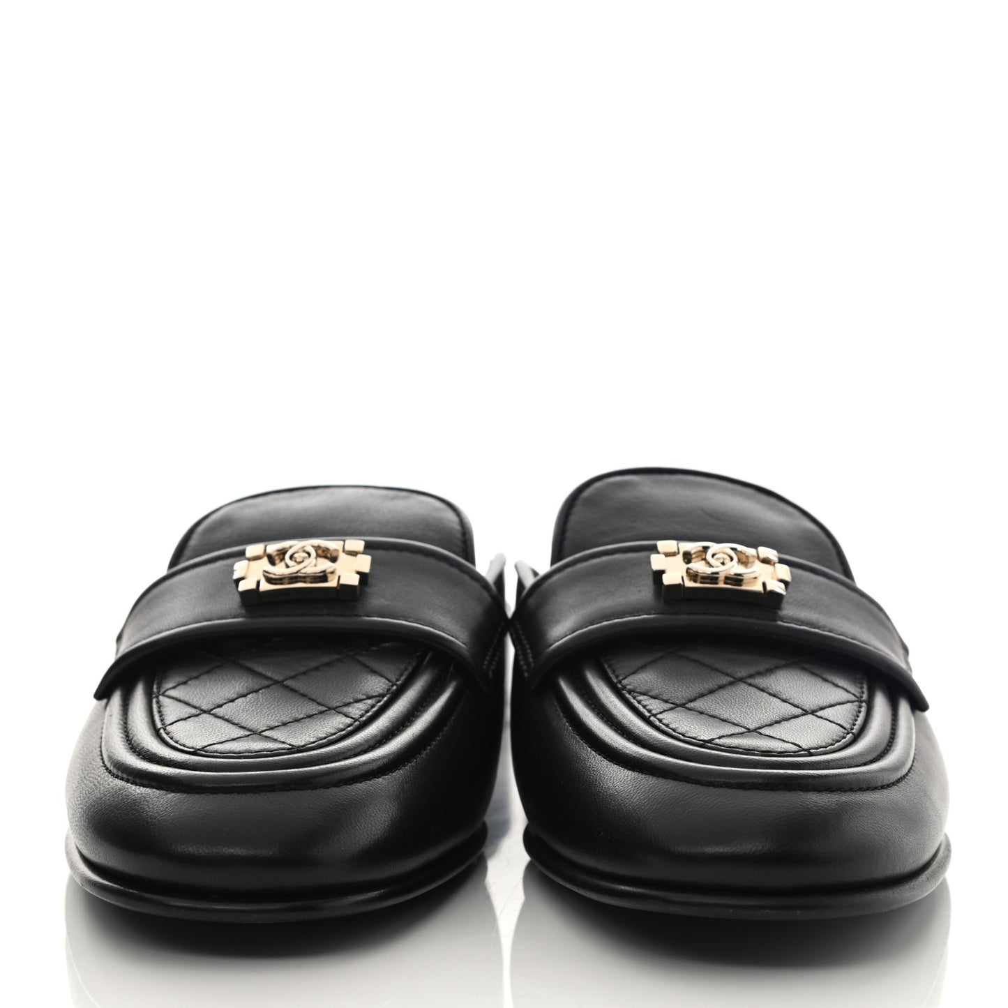 Lambskin Quilted Boy Mules 40 Black