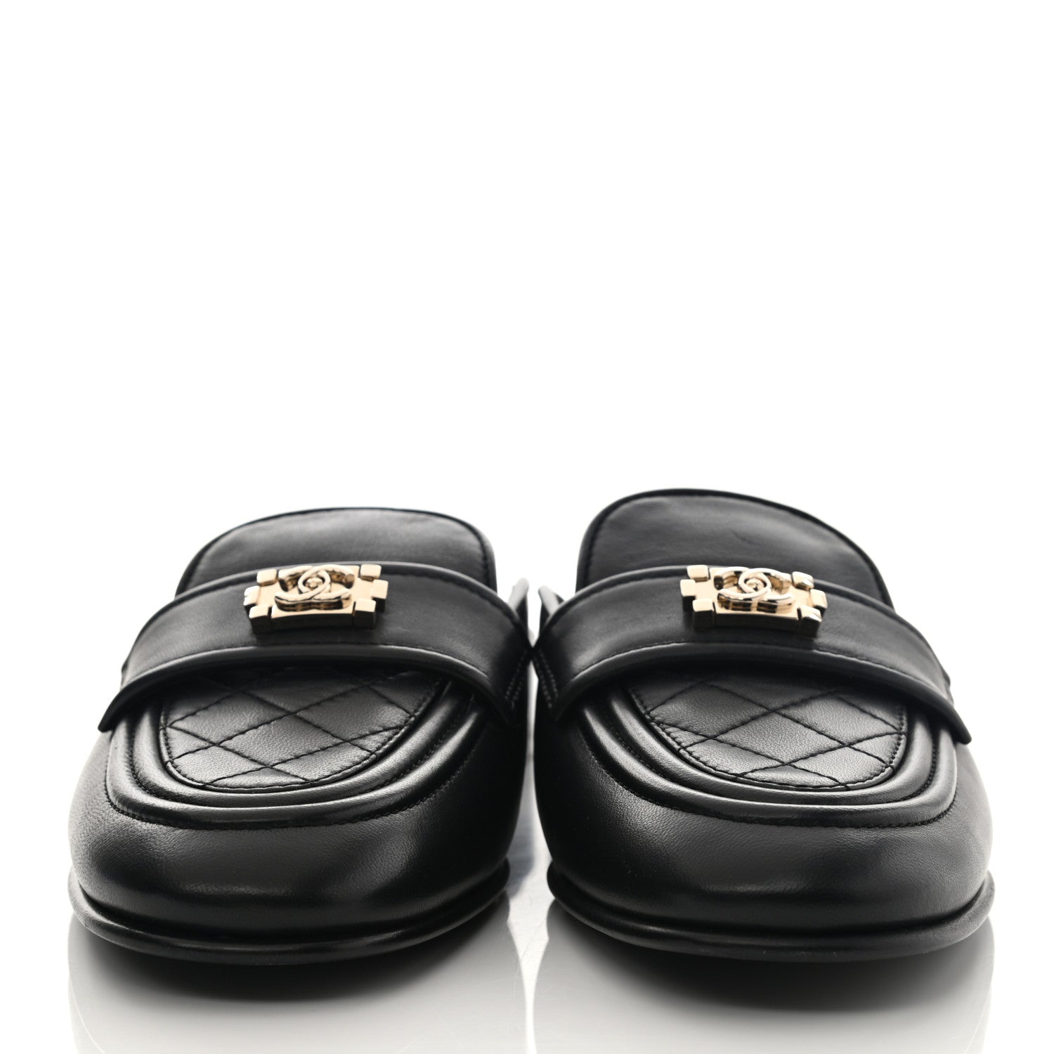 Chanel Lambskin Quilted Boy Mules 40 Black 2 of 9