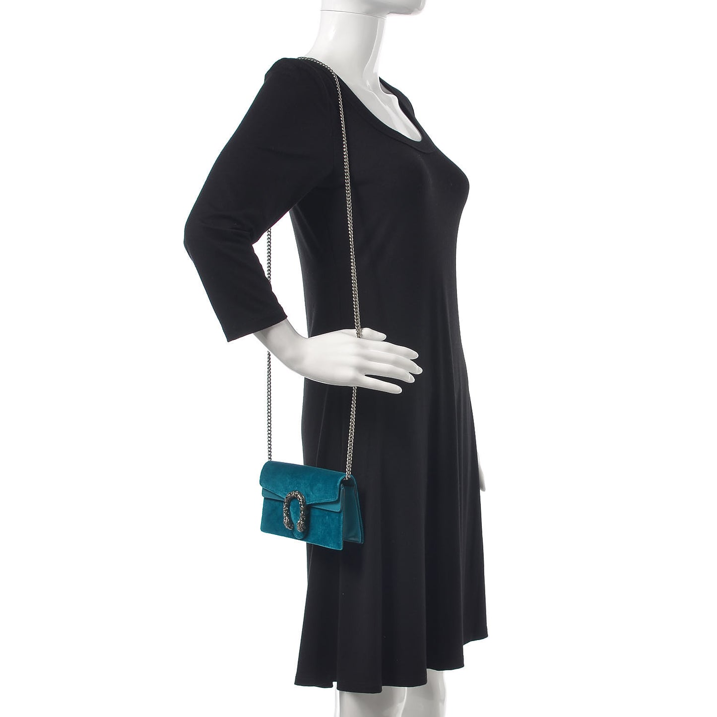 Velvet Super Mini Dionysus Shoulder Bag Pavone Cyan