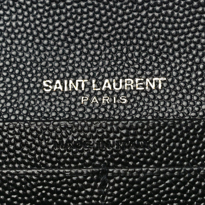 Saint Laurent Grain De Poudre Matelasse Chevron Monogram Flap Wallet Black 6 of 9