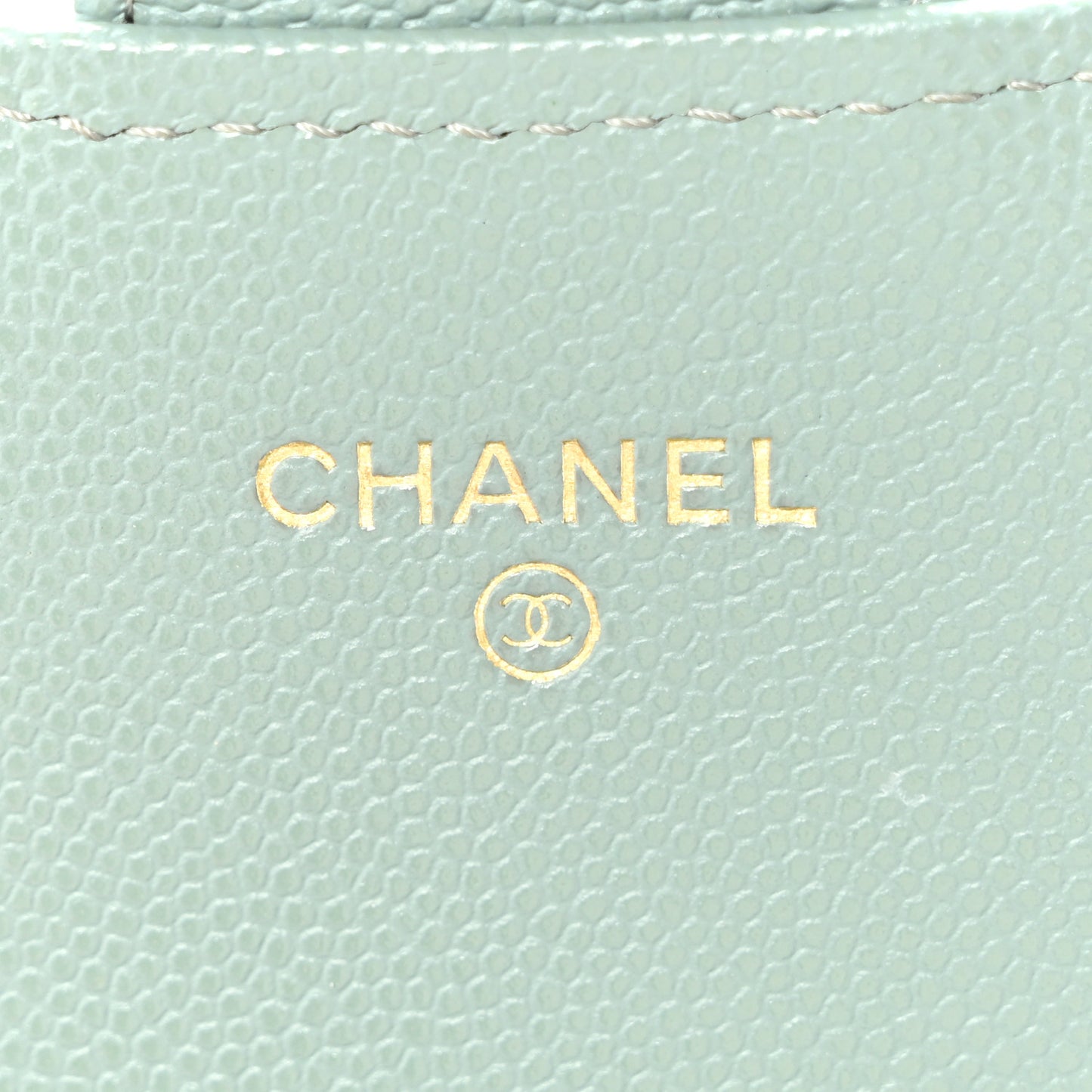 Caviar Quilted Phone Holder Wallet on Removable Chain Light Blue