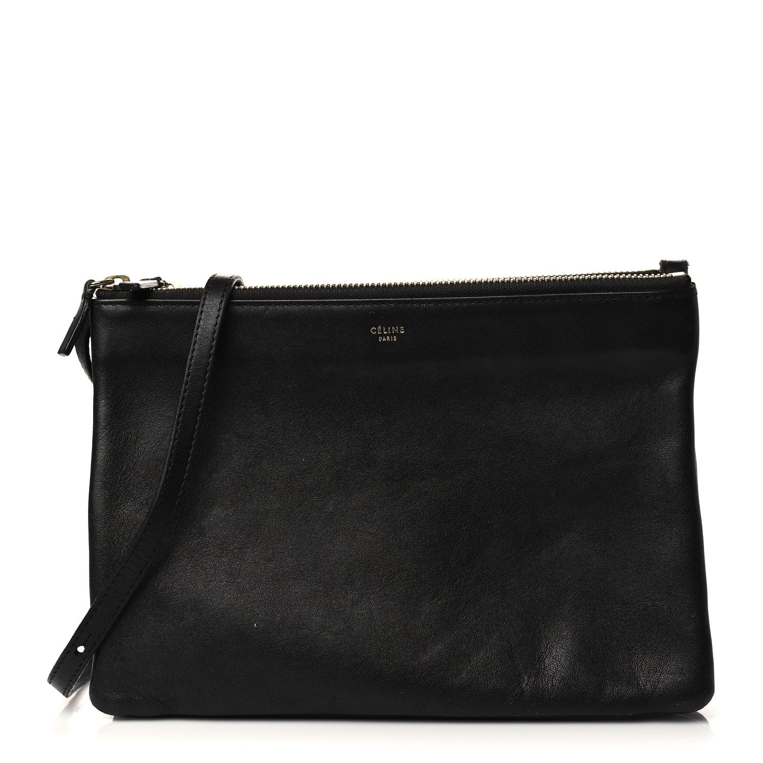 Celine Lambskin Large Trio Crossbody Bag Black 1 of 9