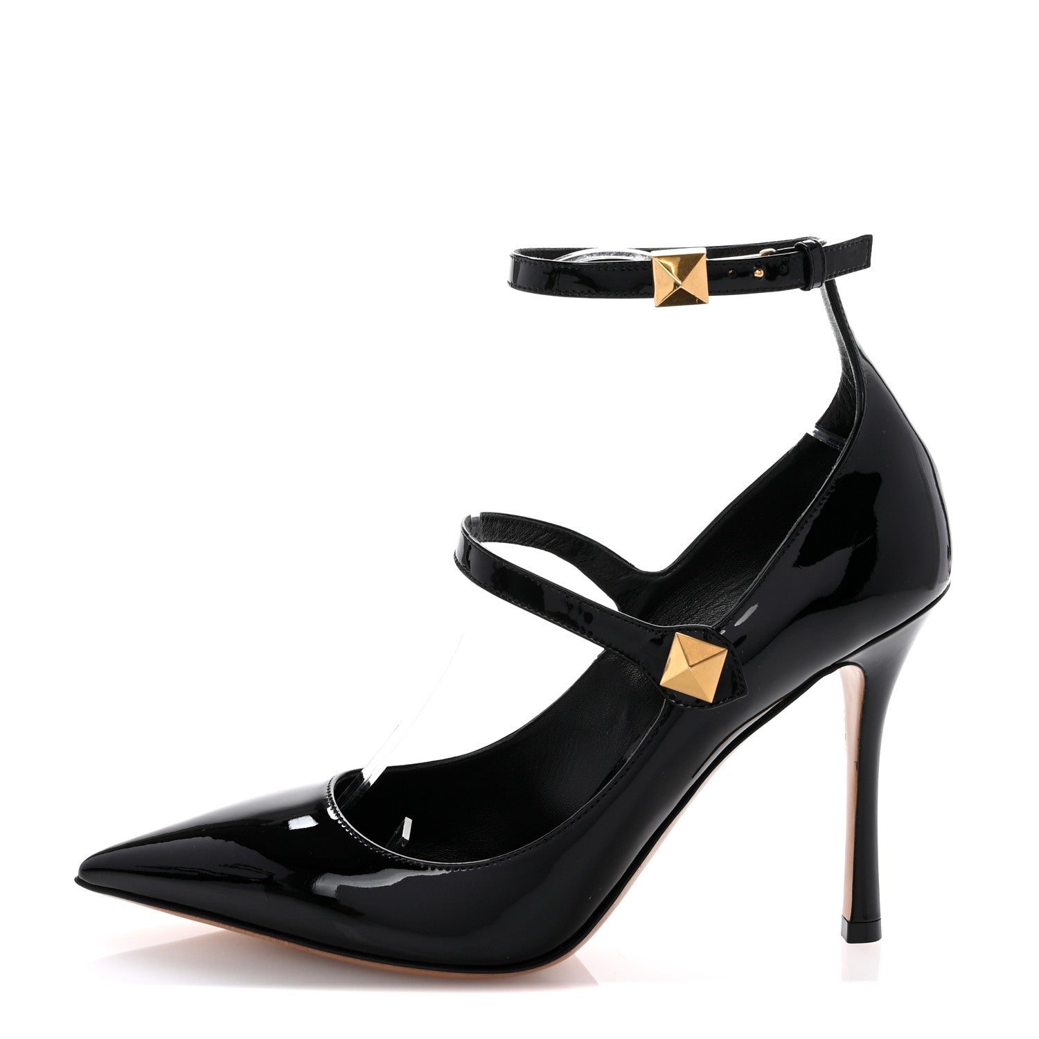 Valentino Garavani Patent Tiptoe Ankle Strap 100mm Pumps 40 Black 1 of 10