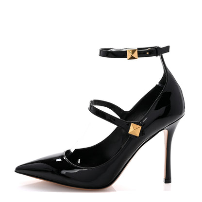 Valentino Garavani Patent Tiptoe Ankle Strap 100mm Pumps 40 Black 1 of 10