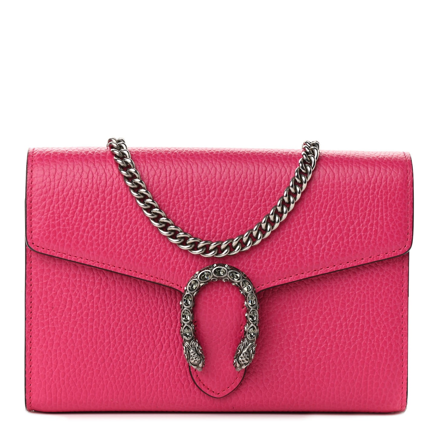 Dollar Calfskin Crystal Mini Dionysus Chain Wallet Box Pink