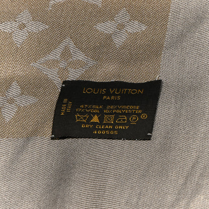Louis Vuitton Silk Lurex Wool Monogram Shine Shawl Greige 3 of 4