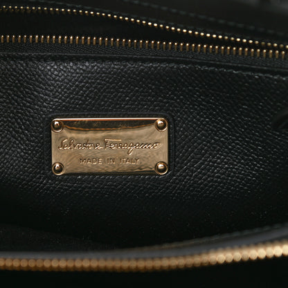 Salvatore Ferragamo Hammered Calfskin Today Satchel Black 7 of 10