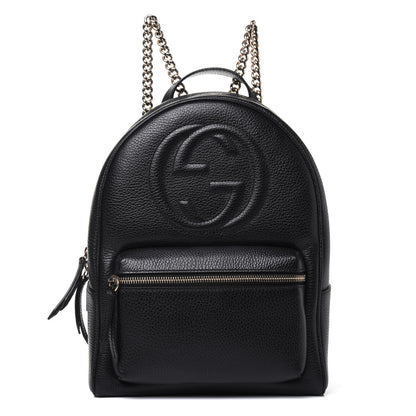 Gucci Pebbled Calfskin Soho Chain Backpack Black 1 of 12