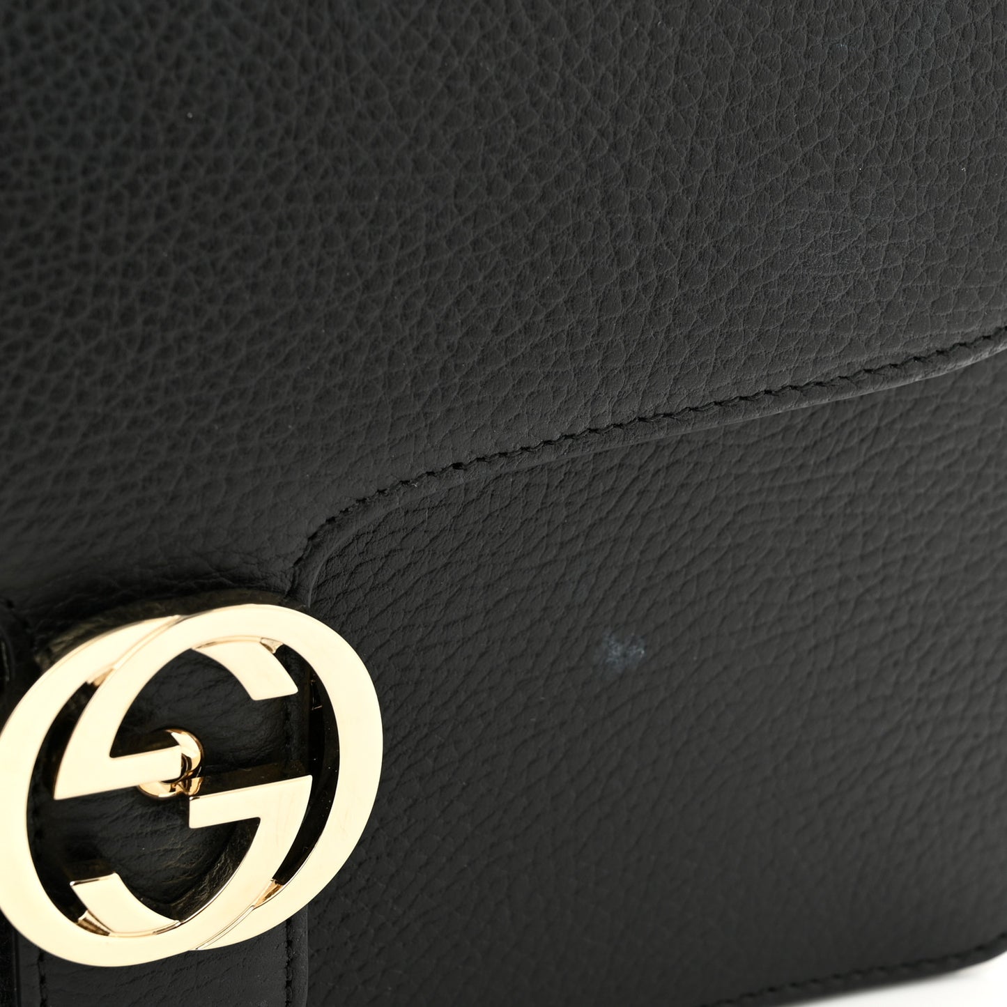 Dollar Calfskin Interlocking G Shoulder Bag Black