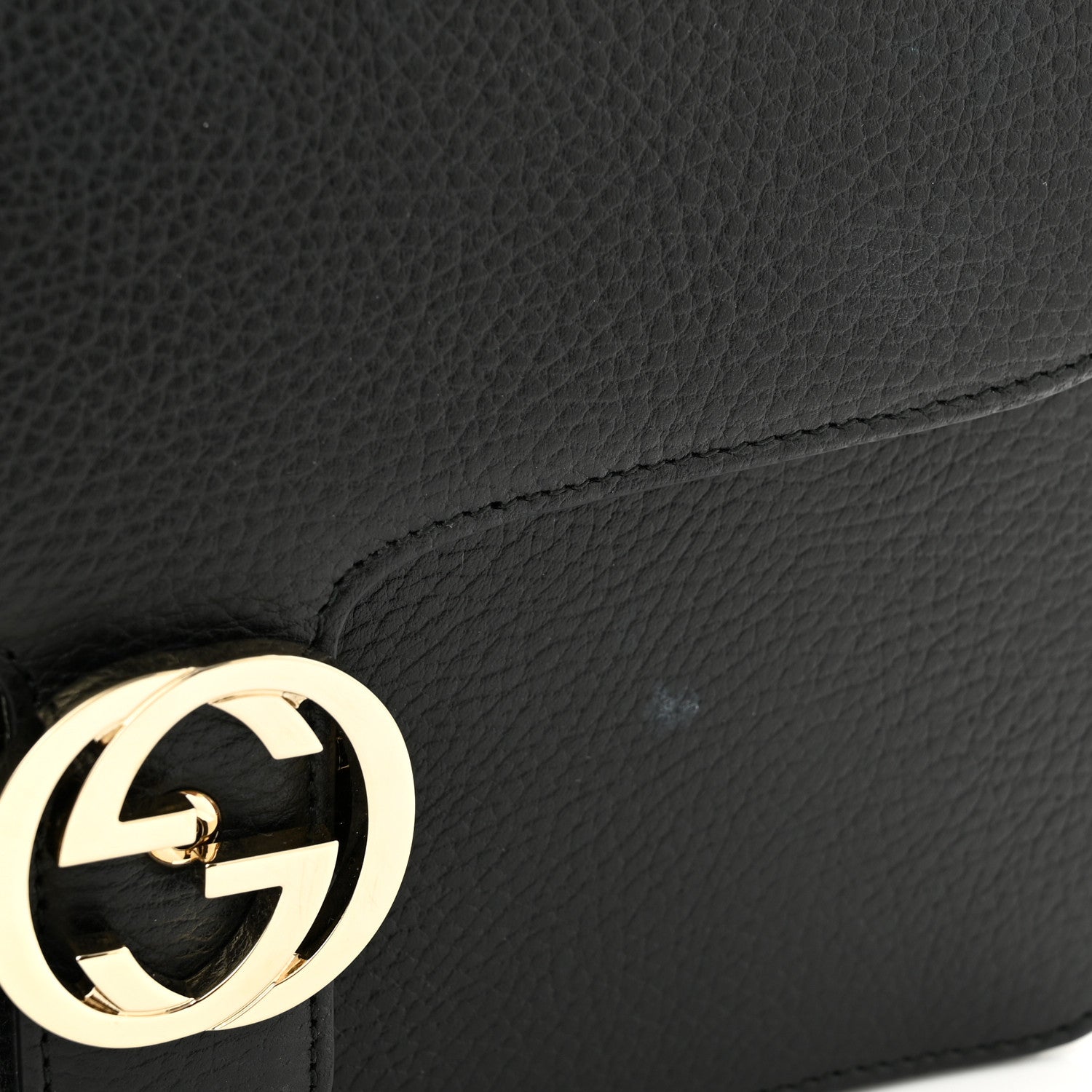 Gucci Dollar Calfskin Interlocking G Shoulder Bag Black 11 of 11