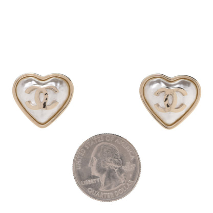 Chanel Pearl CC Heart Earrings Gold 2 of 5