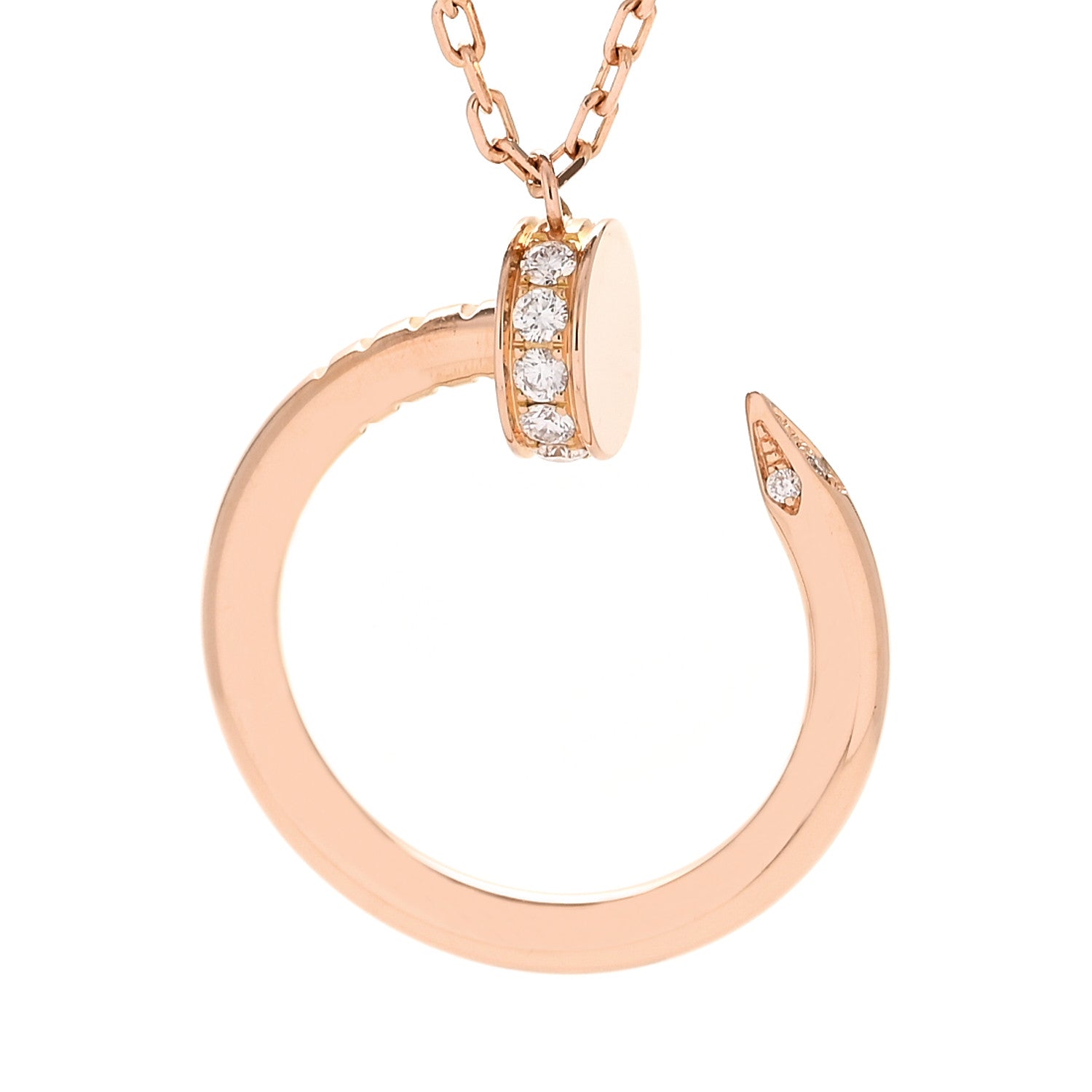 Cartier 18K Pink Gold Diamond Juste Un Clou Pendant Necklace 4 of 6