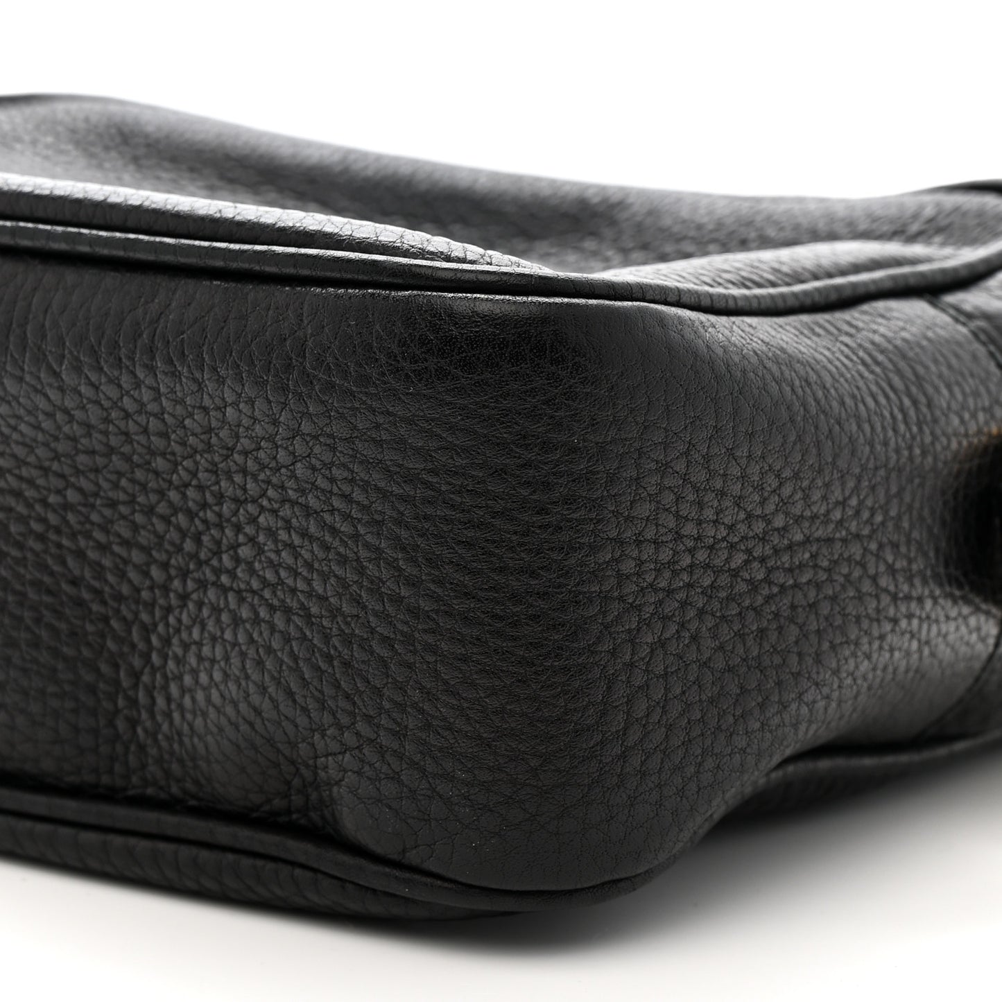 Pebbled Calfskin Small Soho Disco Bag Black