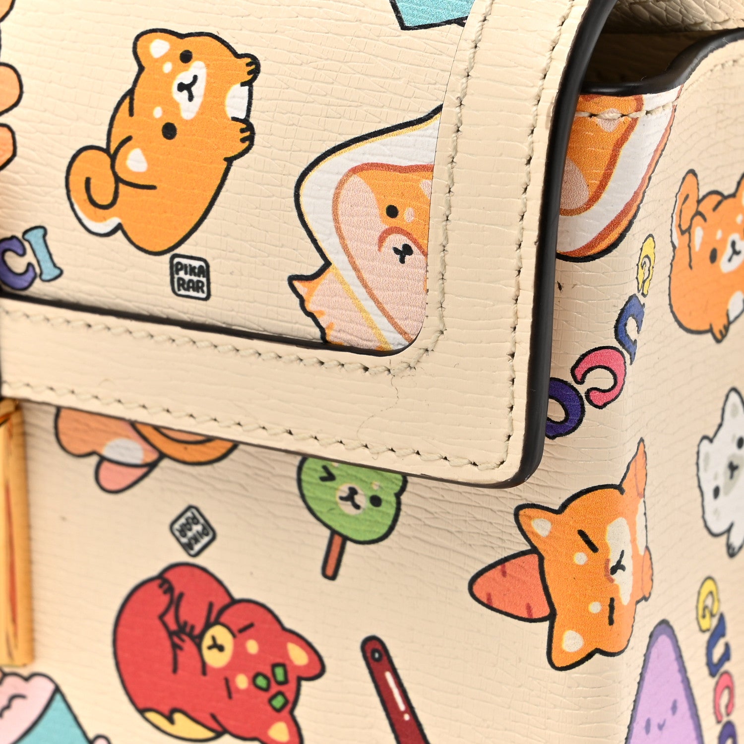 Gucci X PIKARAR Textured Dollar Calfskin Animal Print Mini Padlock