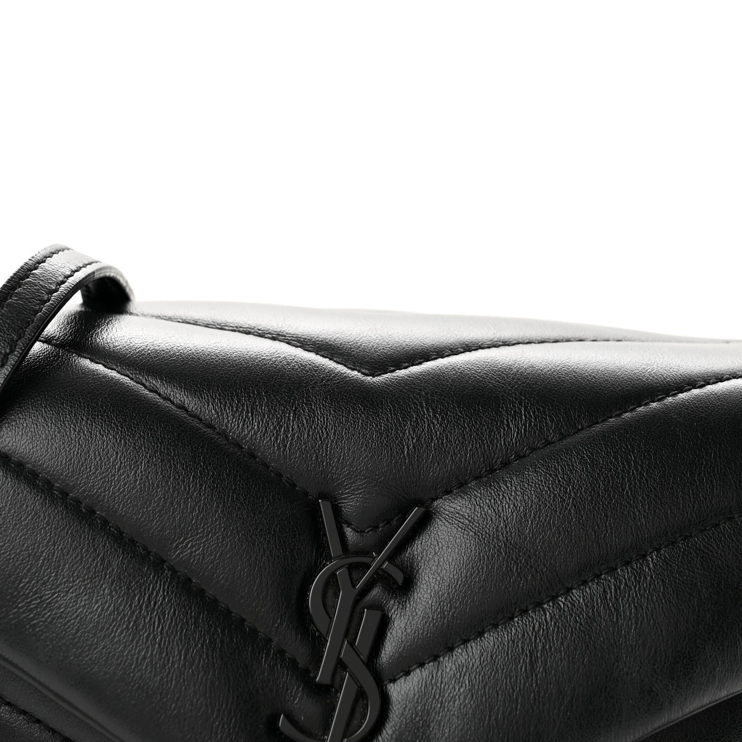 Calfskin Y Quilted Monogram Monochrome Toy Loulou Crossbody Bag Black