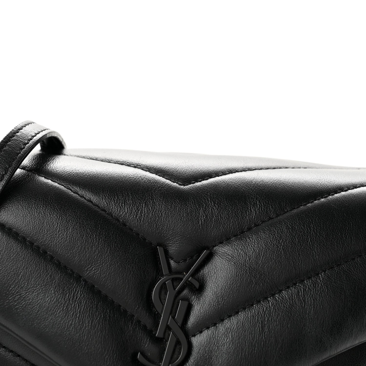Saint Laurent Calfskin Y Quilted Monogram Monochrome Toy Loulou Crossbody Bag Black 7 of 11