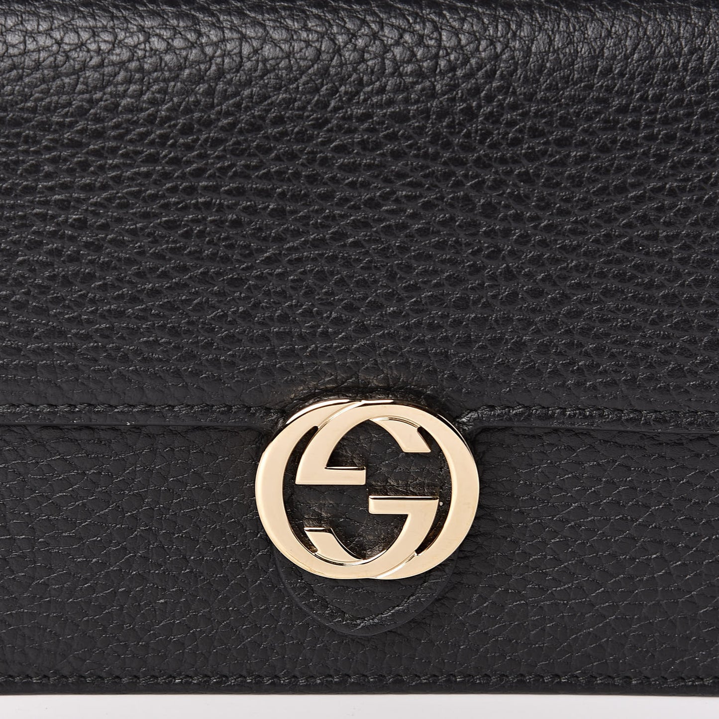 Dollar Calfskin Interlocking G Chain Wallet Black