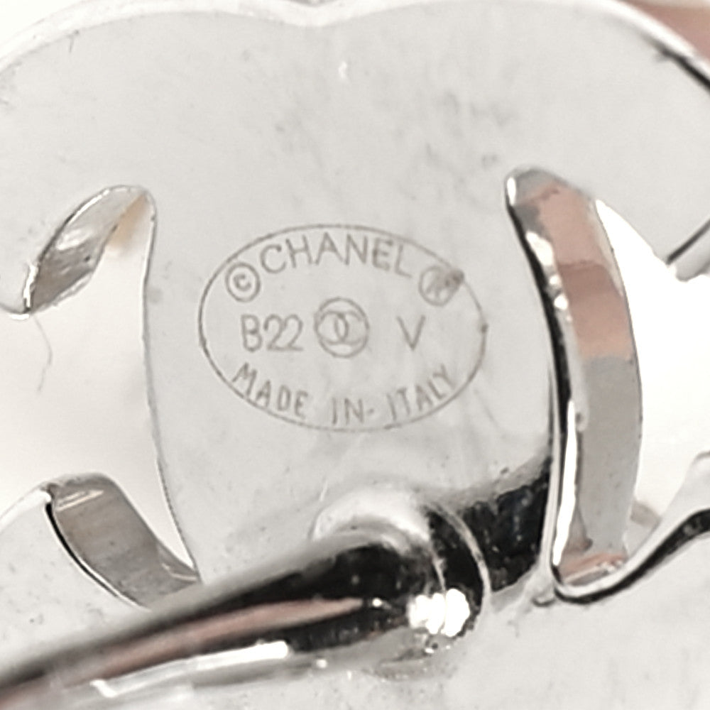 Chanel Crystal Pearl CC Drop Earrings Silver 4 of 4