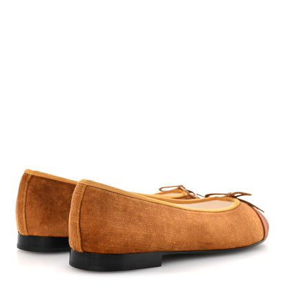Chanel Velvet Cap Toe CC Ballerina Flats 39.5 Brown Light Brown 5 of 11