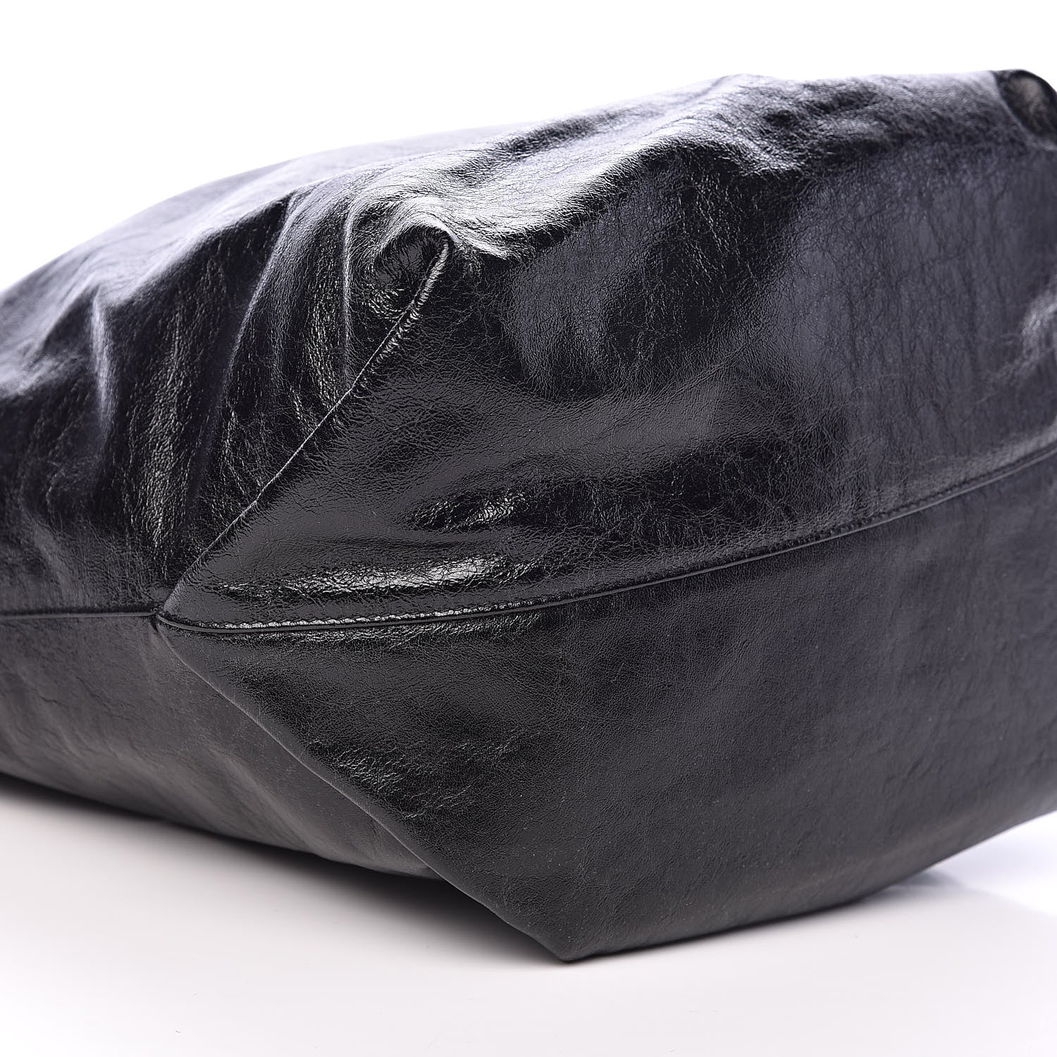 Saint Laurent Cracked Shiny Calfskin Teddy Drawstring Bag Black 8 of 10