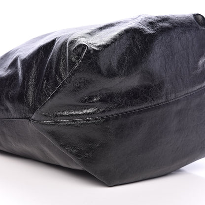 Saint Laurent Cracked Shiny Calfskin Teddy Drawstring Bag Black 8 of 10