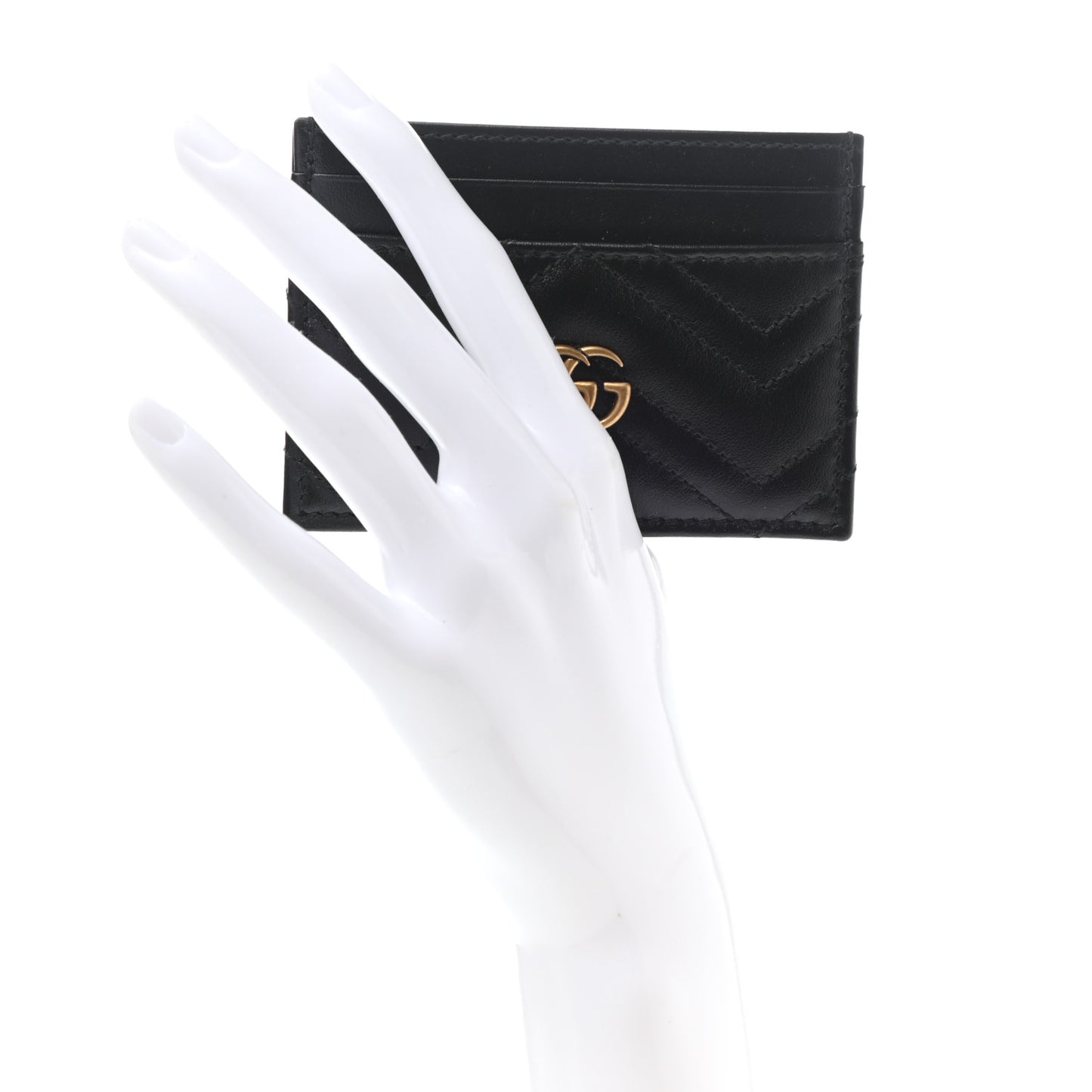 Calfskin Matelasse GG Marmont Card Holder Black