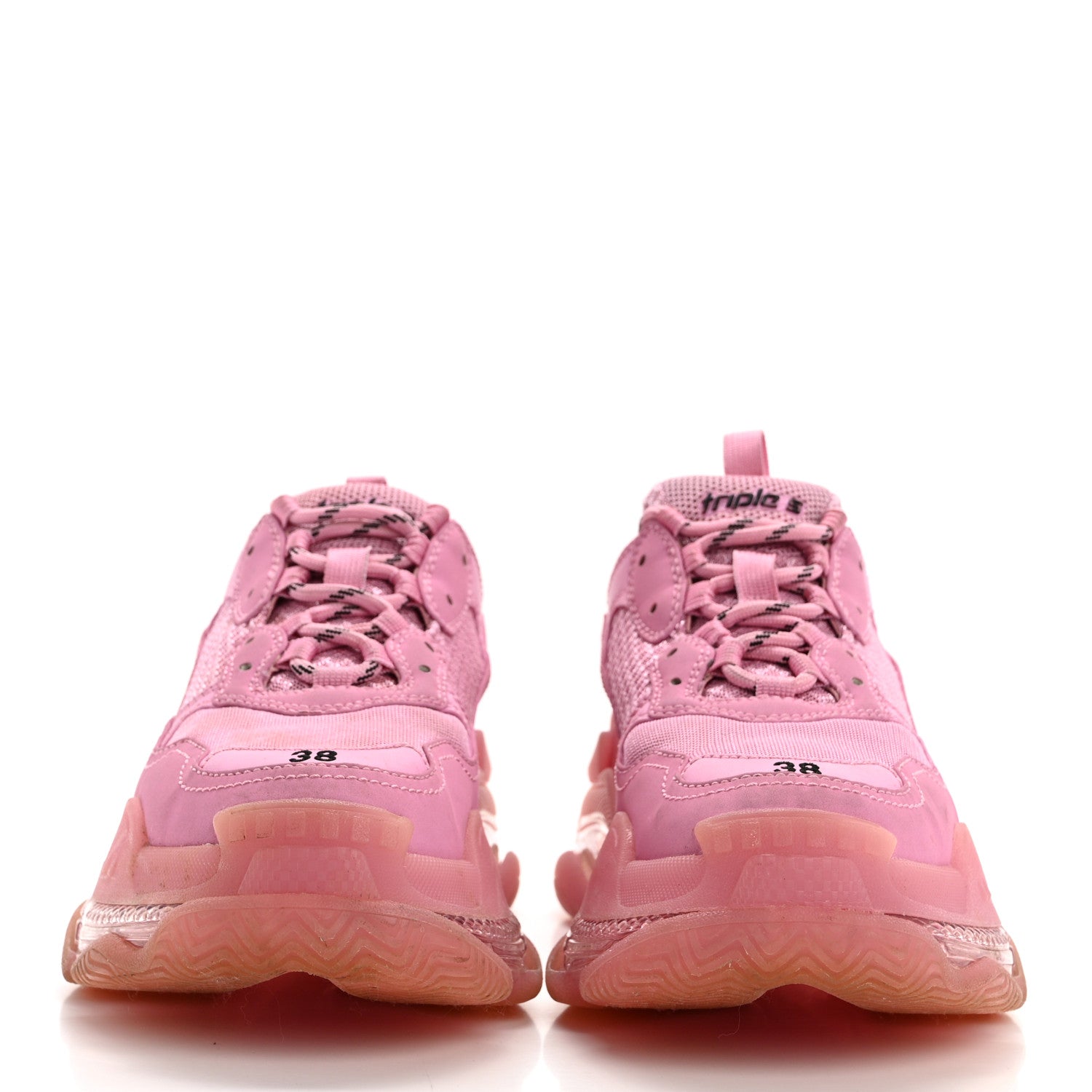 Balenciaga Fabric Mesh Clear Sole Womens Triple S Sneakers 38 Pink 2 of 10