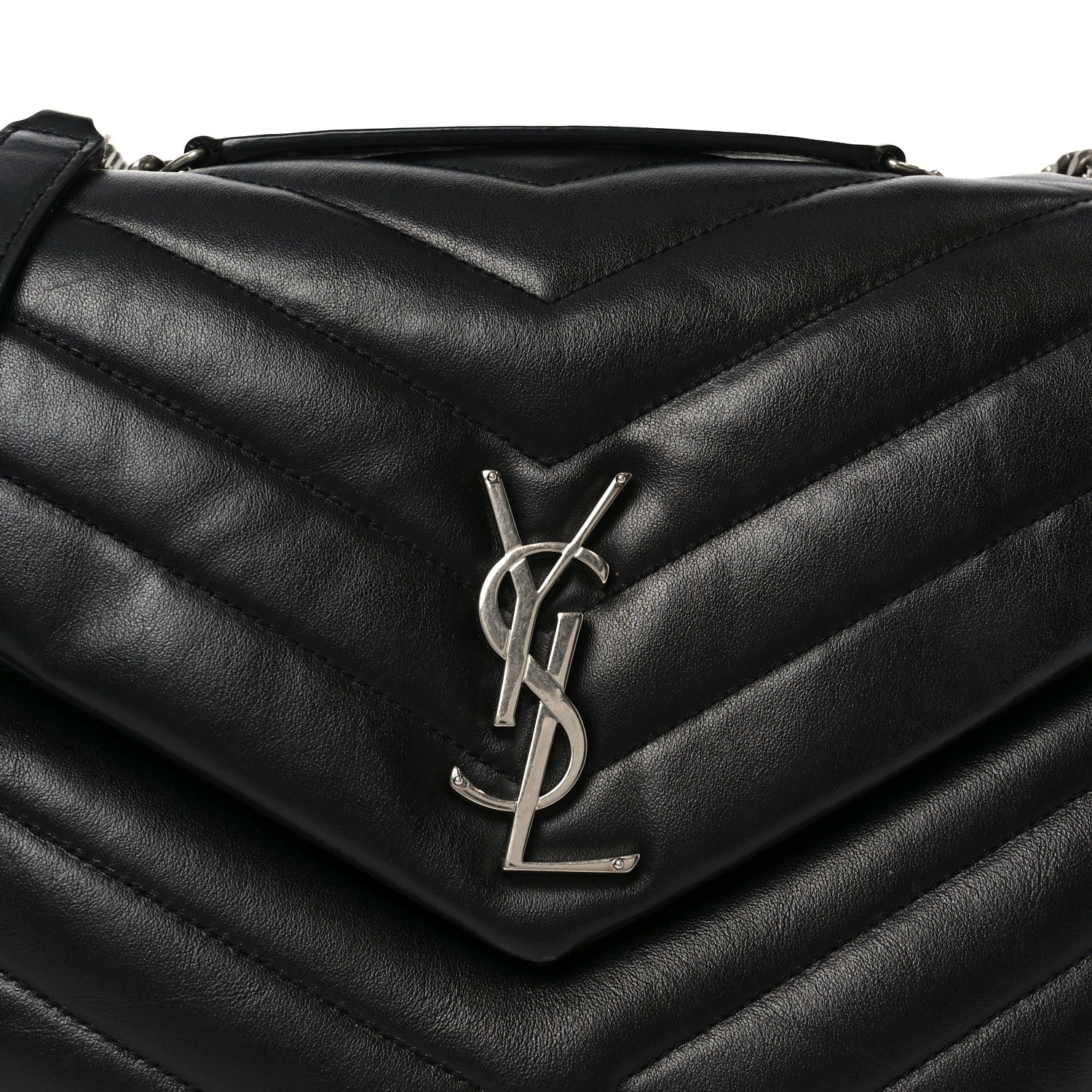 Saint Laurent Calfskin Y Quilted Monogram Medium Loulou Chain Satchel Black 8 of 10