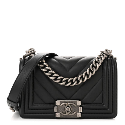 Chanel Calfskin Chevron Quilted Small Boy Flap Black 1 of 11