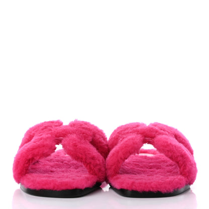 Hermes Woolskin Oran Sandals 36 Rose Fuchsia 2 of 7