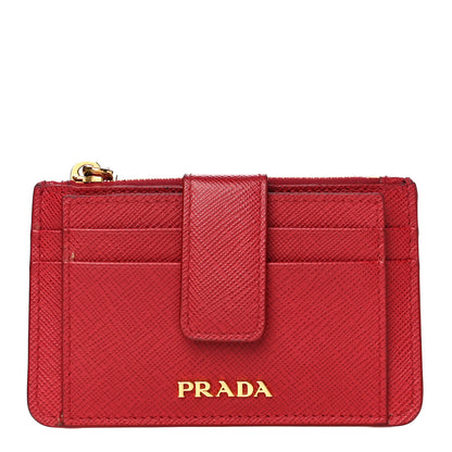 Prada Saffiano Metal Coin Case Card Holder Fuoco 1 of 14