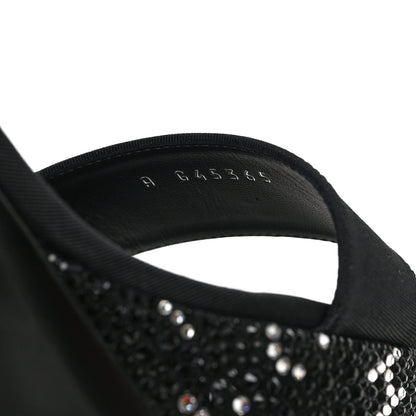Chanel Grosgrain Strass Logo Platform Sandals 37.5 Black Silver 8 of 9