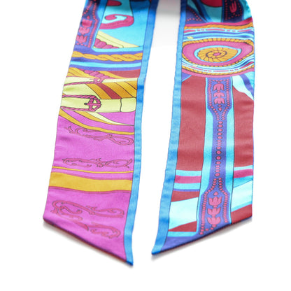 Hermes Silk Balade En Berline Twilly Rouge Fuchsia Turquoise 6 of 6
