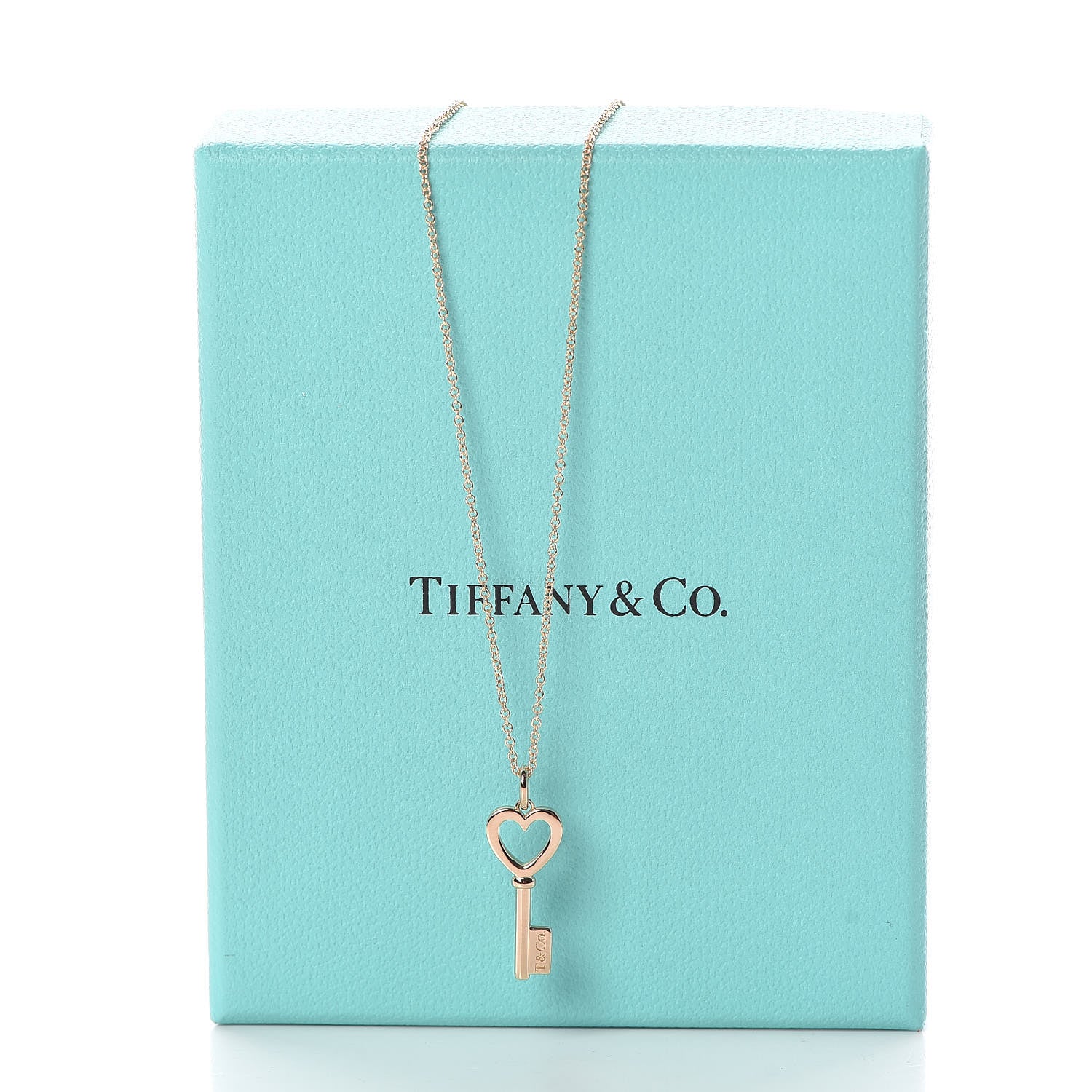 Tiffany 18K Rose Gold Mini Heart Key Pendant Necklace 6 of 6