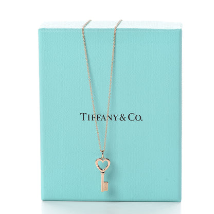 Tiffany 18K Rose Gold Mini Heart Key Pendant Necklace 6 of 6