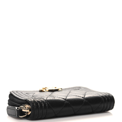 Chanel Lambskin Quilted Zip Around Boy Coin Purse Wallet Black 4 of 9