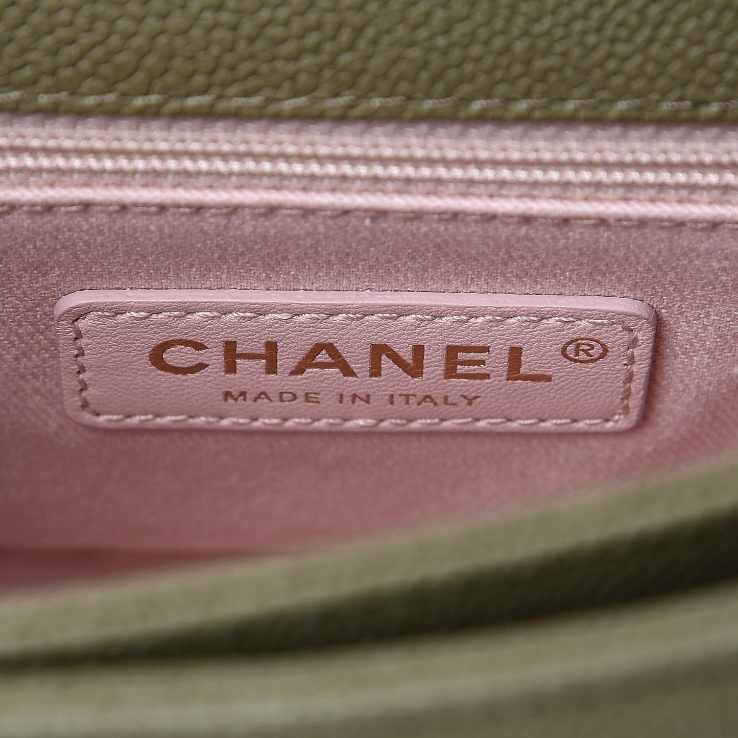 Grained Calfskin Quilted Small Cuba Top Handle Flap Khaki
