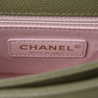Chanel Grained Calfskin Quilted Small Cuba Top Handle Flap Khaki 6 of 7