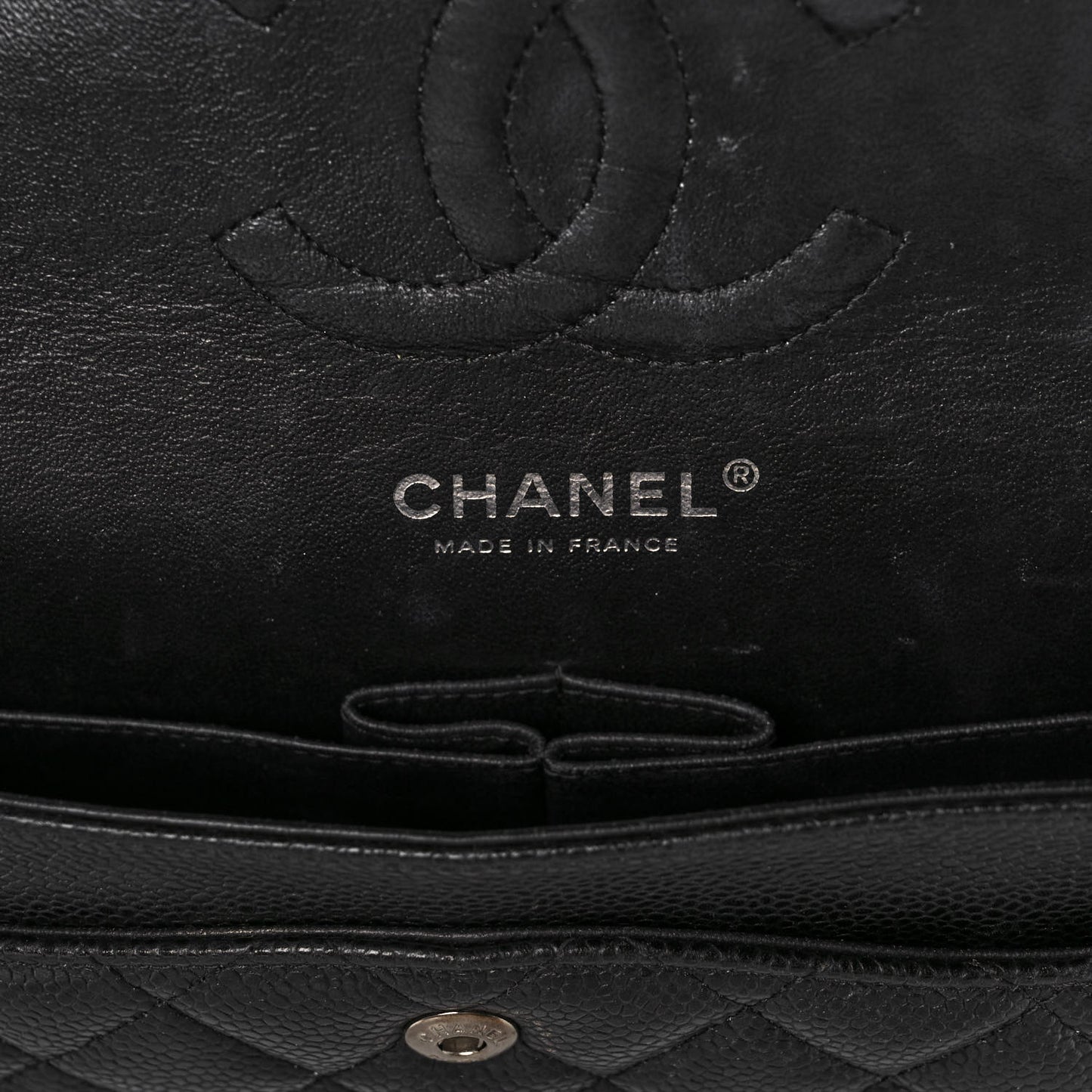 Caviar Quilted Medium Double Flap Black
