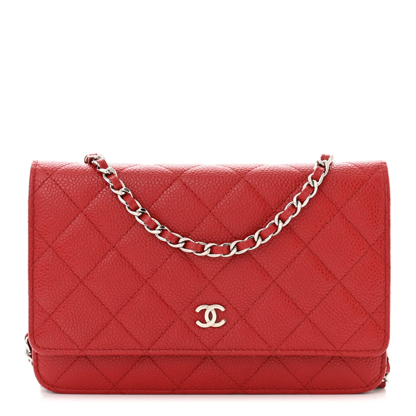 Caviar Quilted Wallet on Chain WOC Red