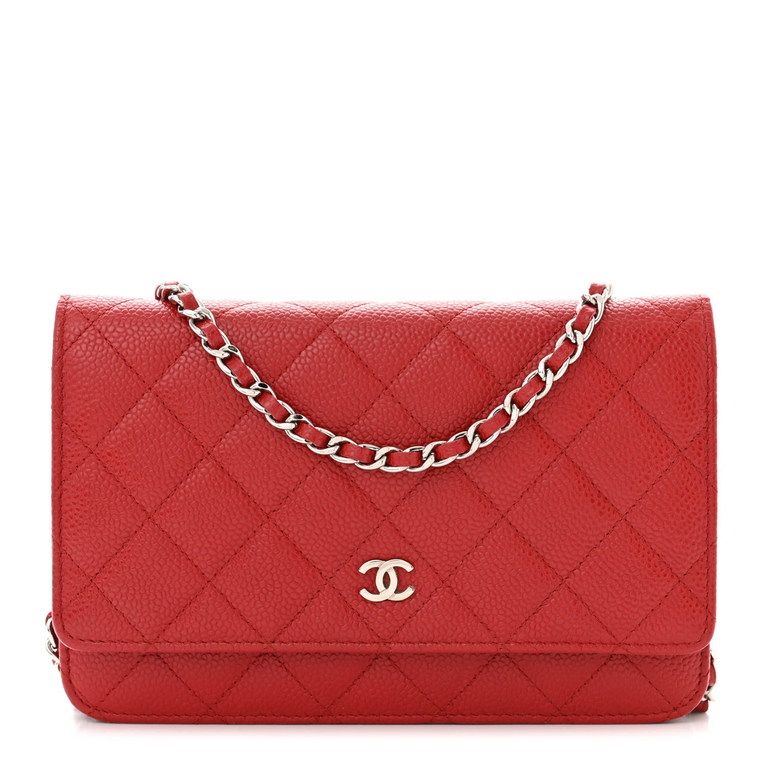 Chanel Caviar Quilted Wallet on Chain WOC Red 1 of 11
