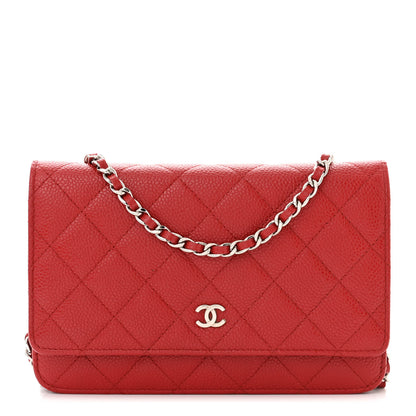 Chanel Caviar Quilted Wallet on Chain WOC Red 1 of 11