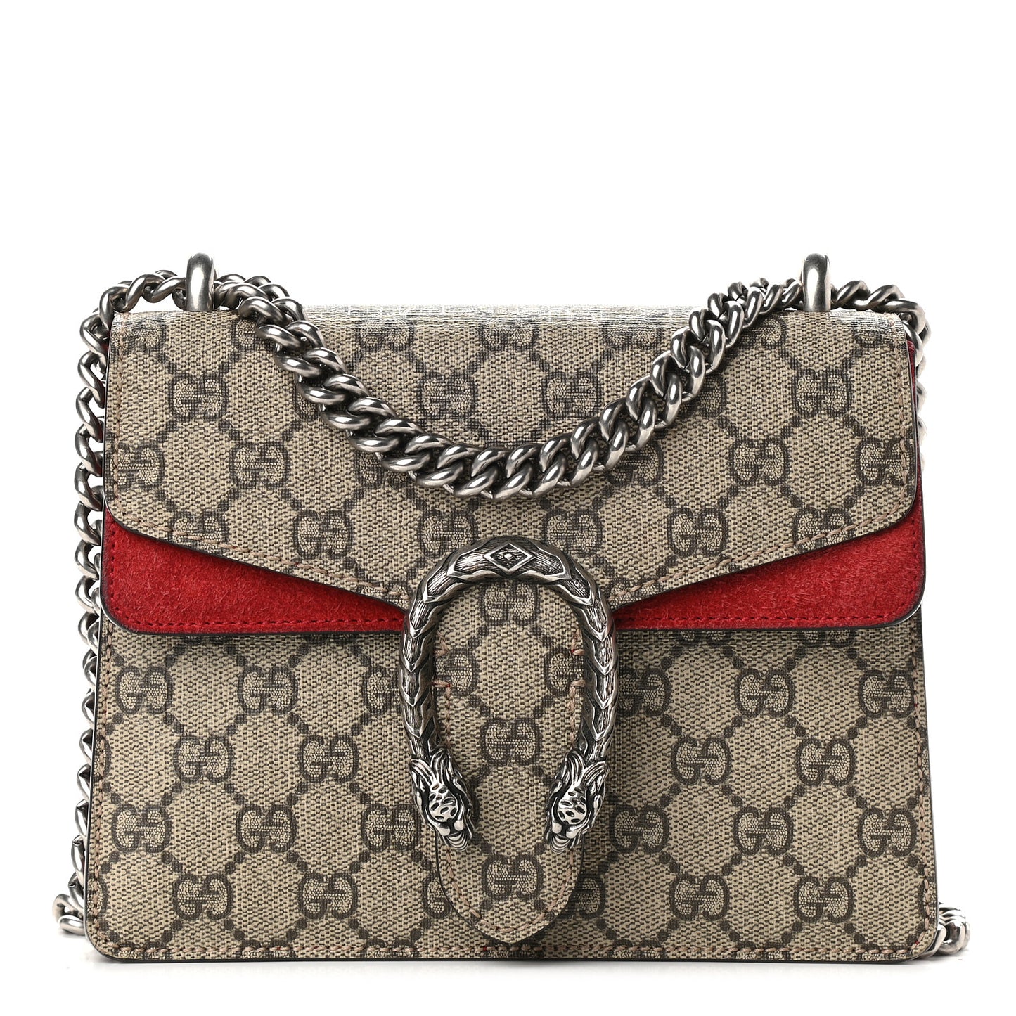 GG Supreme Monogram Mini Dionysus Shoulder Bag Hibiscus Red