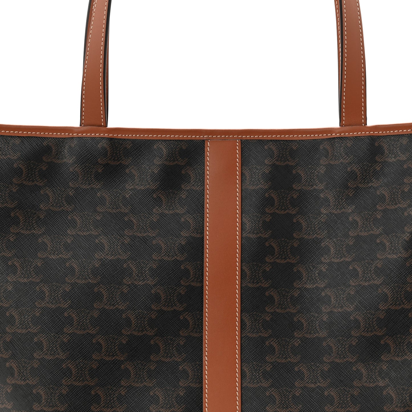 Triomphe Canvas Calfskin Medium Cabas Bag Tan