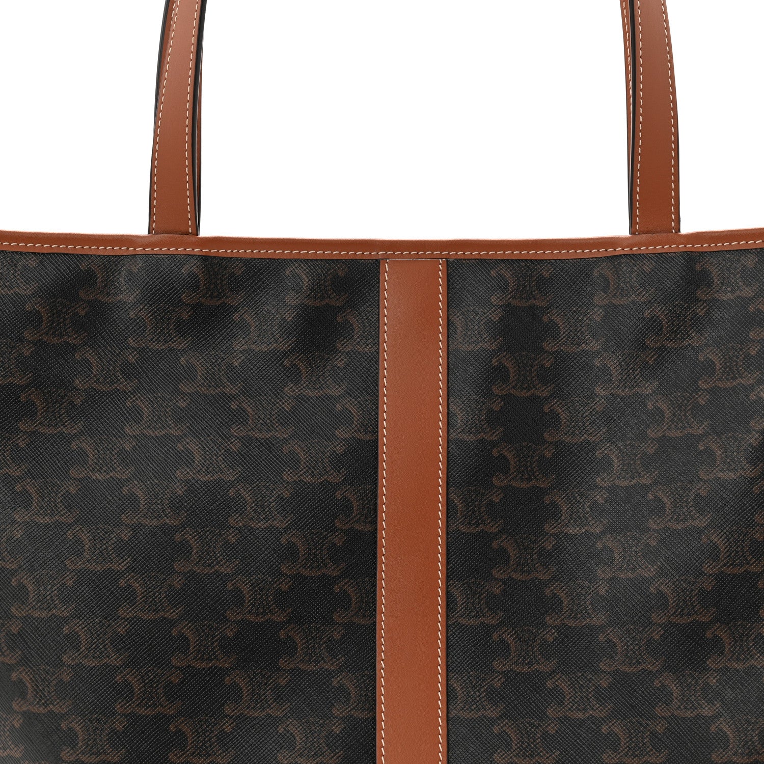 Celine Triomphe Canvas Calfskin Medium Cabas Bag Tan 8 of 10