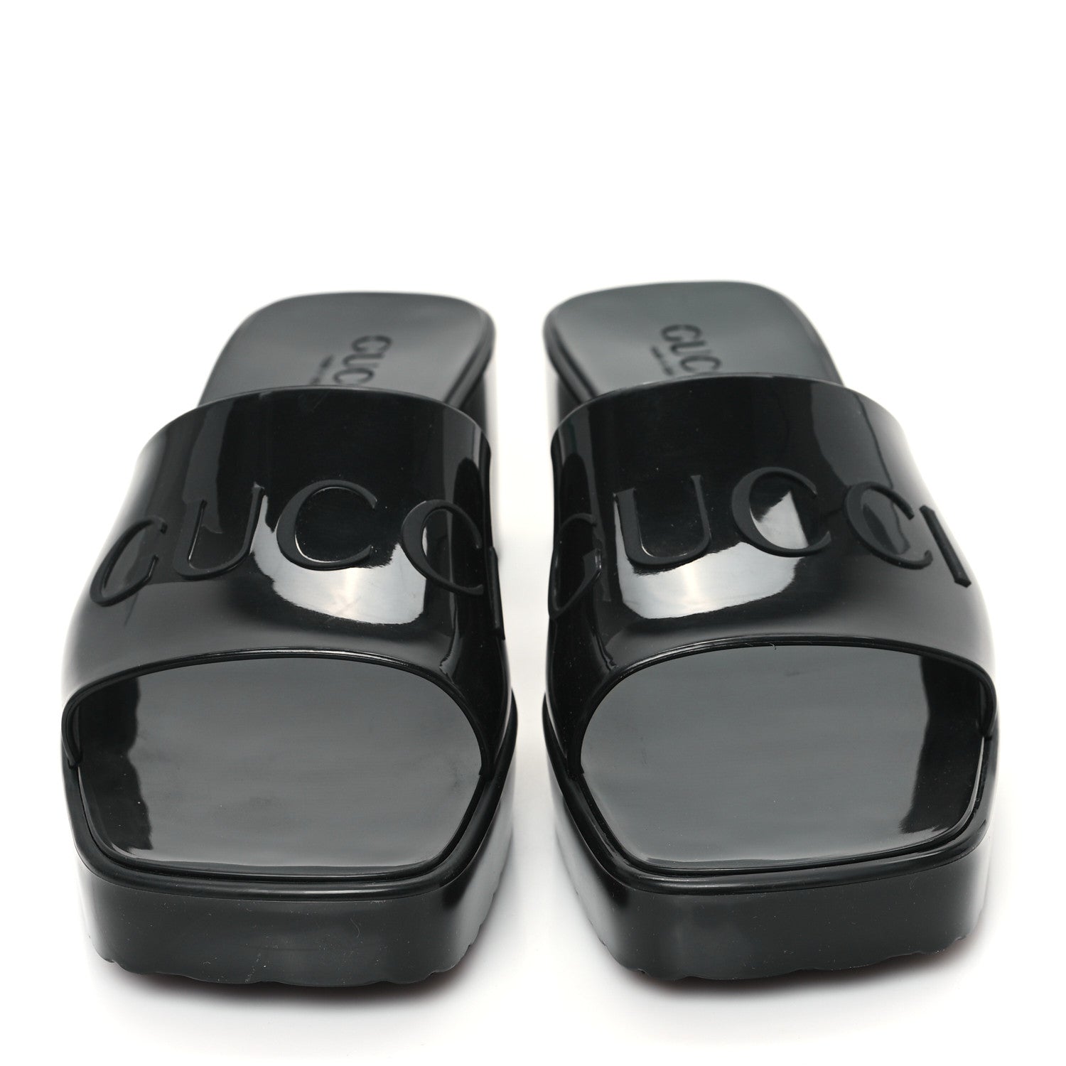 Gucci Rubber Gucci Logo Womens Platform 20/60mm Slide Sandals 38 Black 3 of 10